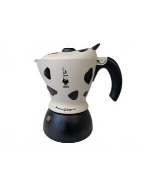 Bialetti Mukka Express Cappuccino Maker Italy Cow-Print White Black Cooker 2-Cup